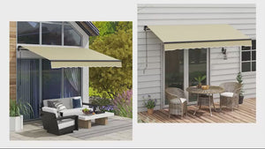 10' x 8' UV-Resistant Retractable Sunshade Shelter for Patio, Deck, Beige