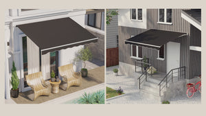 10' x 8' Retractable Electric Awning with Remote & Manual Control, UV Protection, Black