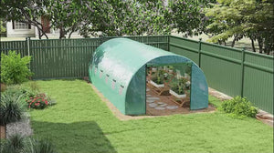 Serre tunnel de 6 m x 3 m avec système d'arrosage automatique et 12 fenêtres, verte