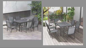 6-Seater Garden Dining Set with Stackable Armchairs WPC Top Table Light Grey