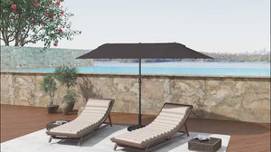 15' Twin Canopy Patio Umbrella with Crank, Air Vents, Black