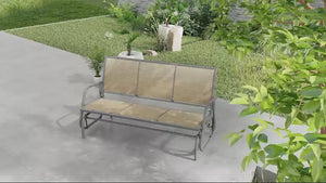 3-Person Patio Glider Bench with Breathable Mesh & Metal Frame, Black