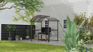 8' x 5' Grill Gazebo Shelter with Vented PC Roof, Side Shelves