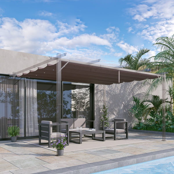 Retractable Replacement Pergola Canopy for 10' x 13' Pergola, Pergola Cover Replacement, Coffee