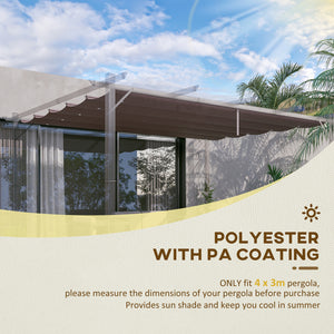 Retractable Replacement Pergola Canopy for 10' x 13' Pergola, Pergola Cover Replacement, Coffee