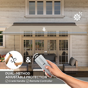 4 x 3(m) Full Cassette Electric Awning with Remote Controller, Aluminium Frame DIY Retractable Garden Awning, UPF50+ Sun Shade Canopy for Deck Door Window, Light Grey