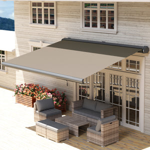 4 x 3(m) Full Cassette Electric Awning with Remote Controller, Aluminium Frame DIY Retractable Garden Awning, UPF50+ Sun Shade Canopy for Deck Door Window, Light Grey