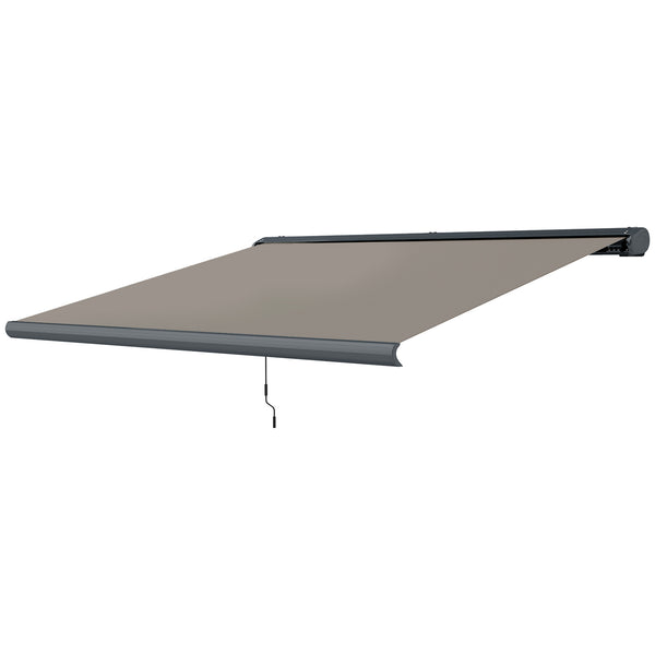 4 x 3(m) Full Cassette Electric Awning with Remote Controller, Aluminium Frame DIY Retractable Garden Awning, UPF50+ Sun Shade Canopy for Deck Door Window, Light Grey