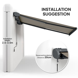 4 x 3(m) Full Cassette Electric Awning with Remote Controller, Aluminium Frame DIY Retractable Garden Awning, UPF50+ Sun Shade Canopy for Deck Door Window, Light Grey