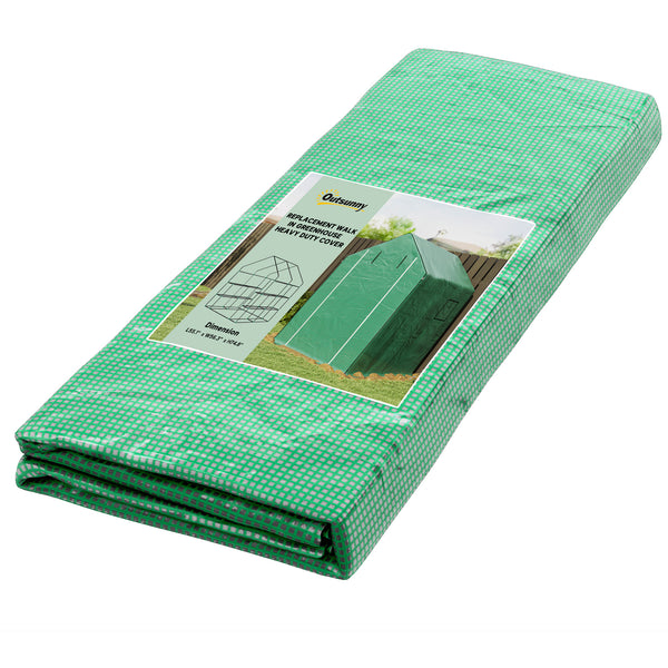 Walk-in Greenhouse Replacement Cover for Model 01-0472 with Roll-up Door and Mesh Windows, 55"x56.25"x74.75" Reinforced Anti-Tear PE Hot House Cover (Frame Not Included), Green