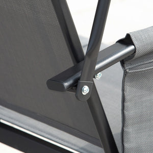 3 Person Porch Swing Outdoor Swing Chair with High Back Design, Side Pouches and Adjustable Canopy, Dark Grey