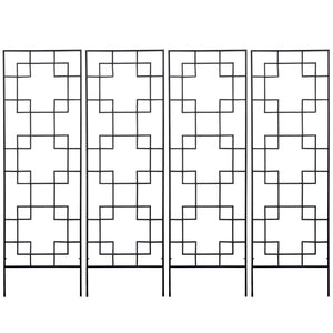 4 Pack Garden Trellis for Climbing Plants, Outdoor Metal Grid Panels for Roses, Vine Flower, Cucumber, Clematis, 72" Tall