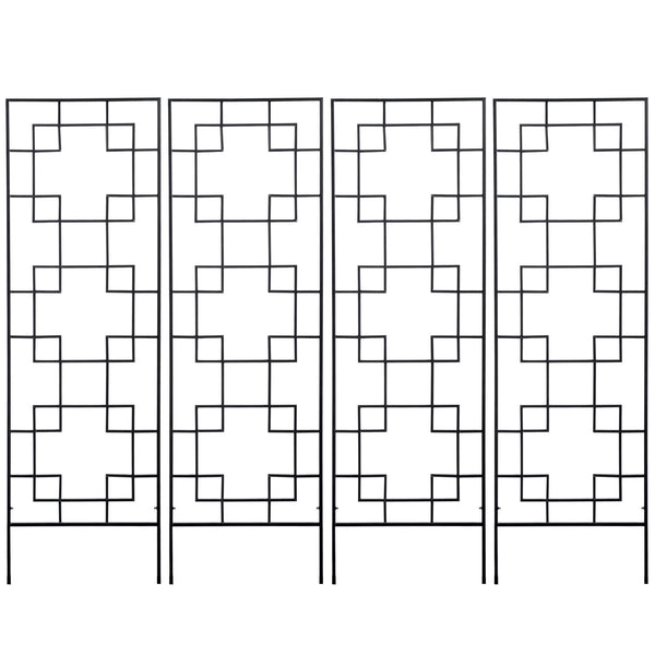 4 Pack Garden Trellis for Climbing Plants, Outdoor Metal Grid Panels for Roses, Vine Flower, Cucumber, Clematis, 72" Tall