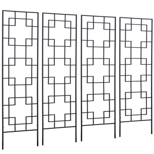 4 Pack Garden Trellis for Climbing Plants, Outdoor Metal Grid Panels for Roses, Vine Flower, Cucumber, Clematis, 72" Tall