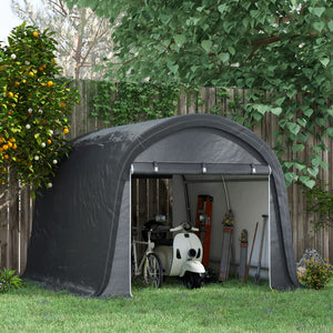 10' x 10' Garden Storage Tent, Heavy Duty Outdoor Shed, Waterproof Portable Shed Storage Shelter with Galvanized Steel Frame for Bike, Motorcycle, Garden Tools, Grey
