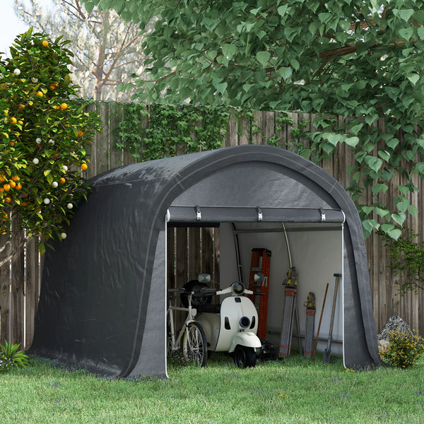 10' x 10' Garden Storage Tent, Heavy Duty Outdoor Shed, Waterproof Portable Shed Storage Shelter with Galvanized Steel Frame for Bike, Motorcycle, Garden Tools, Grey