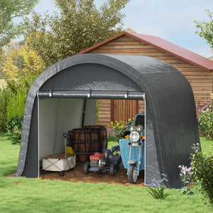10' x 10' Garden Storage Tent, Heavy Duty Outdoor Shed, Waterproof Portable Shed Storage Shelter with Galvanized Steel Frame for Bike, Motorcycle, Garden Tools, Grey
