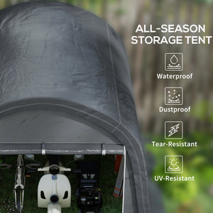 10' x 10' Garden Storage Tent, Heavy Duty Outdoor Shed, Waterproof Portable Shed Storage Shelter with Galvanized Steel Frame for Bike, Motorcycle, Garden Tools, Grey