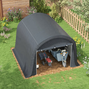 10' x 10' Garden Storage Tent, Heavy Duty Outdoor Shed, Waterproof Portable Shed Storage Shelter with Galvanized Steel Frame for Bike, Motorcycle, Garden Tools, Grey