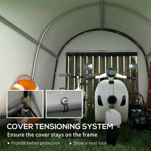 10' x 10' Garden Storage Tent, Heavy Duty Outdoor Shed, Waterproof Portable Shed Storage Shelter with Galvanized Steel Frame for Bike, Motorcycle, Garden Tools, Grey