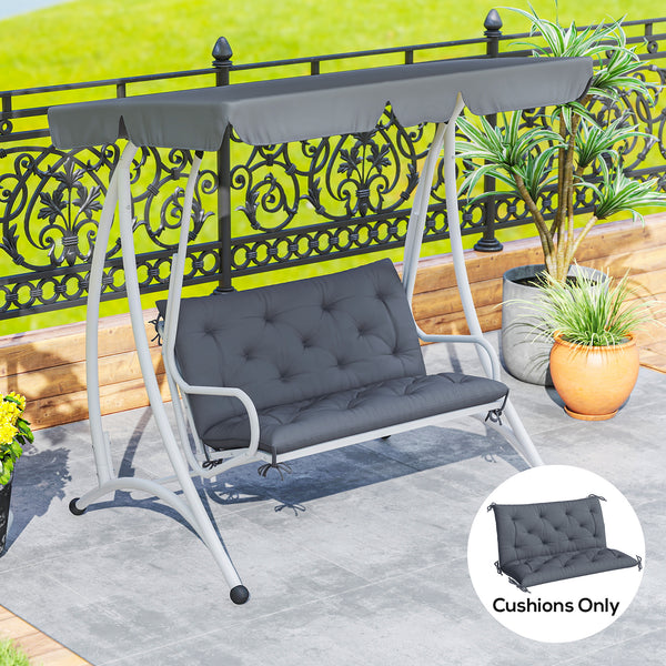 Porch Swing Cushion Garden Bench Cushion with Backrest, Non-Slip 2-seater Soft Pad, Swing Chair Mat Replacement for Indoor and Outdoor, 39.4" x 38.6", Dark Grey