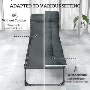 Folding Outdoor Lounge Chair Set of 2, 5-Position Reclining Patio Chaise Lounge Chairs, Tanning Chair with Cushion, Headrest, Side Pocket for Beach, Poolside, Grey