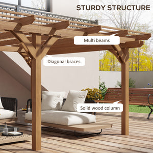 12' x 16' Outdoor Pergola, Wood Gazebo Grape Trellis with Stable Structure for Climbing Plant Support, Garden, Patio, Backyard, Deck, Brown