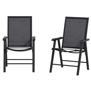 2-Piece Folding Dining Chair Set for Relaxing on Patio, Balcony, or Garden, Comfortable Outdoor Furniture with Armrests, Dark Grey