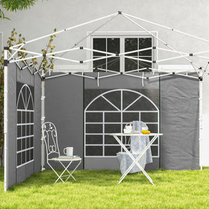 Gazebo Side Panels with Windows and Doors, for 3x3(m) or 3x6m Pop Up Gazebo, 2 Pack Sides Replacement, Light Grey