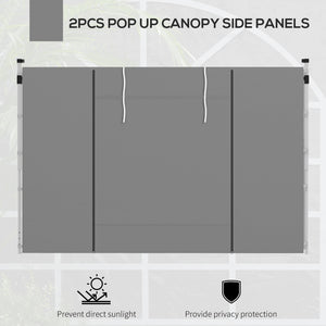 Gazebo Side Panels with Windows and Doors, for 3x3(m) or 3x6m Pop Up Gazebo, 2 Pack Sides Replacement, Light Grey