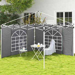 Gazebo Side Panels with Windows and Doors, for 3x3(m) or 3x6m Pop Up Gazebo, 2 Pack Sides Replacement, Light Grey