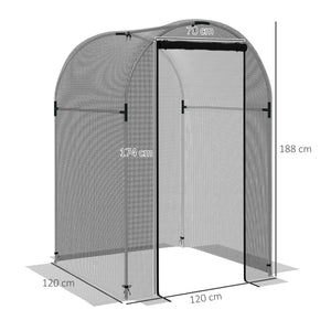 Fruit Cage Bird Netting, Heavy Duty Fruit and Vegetable Protection Tent with Zipped Door, Anti Bird, Insects, Small Animals, 1.2 x 1.2 x 1.9m, Black