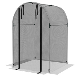 4' x 4' Crop Cage, Plant Protection Tent with Zippered Door and Galvanized Steel Frame, Fruit Cage Netting Cover for Garden, Yard, Lawn, Black
