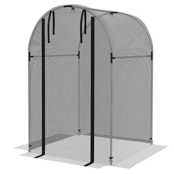 4' x 4' Crop Cage, Plant Protection Tent with Zippered Door and Galvanized Steel Frame, Fruit Cage Netting Cover for Garden, Yard, Lawn, Black