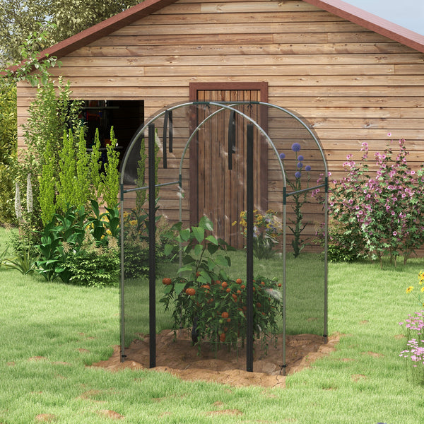 4' x 4' Crop Cage, Plant Protection Tent with Zippered Door and Galvanized Steel Frame, Fruit Cage Netting Cover for Garden, Yard, Lawn, Black