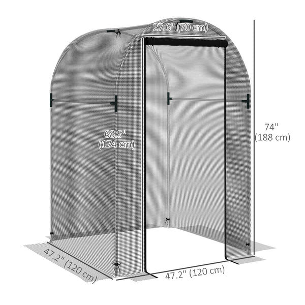 4' x 4' Crop Cage, Plant Protection Tent with Zippered Door and Galvanized Steel Frame, Fruit Cage Netting Cover for Garden, Yard, Lawn, Black