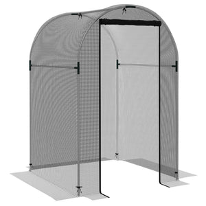 4' x 4' Crop Cage, Plant Protection Tent with Zippered Door and Galvanized Steel Frame, Fruit Cage Netting Cover for Garden, Yard, Lawn, Black