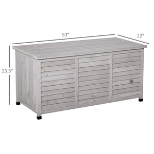 75 Gallon Wooden Storage Box patio Deck Box Bench, Garden Backyard Outdoor Storage Container with Aerating Gap & Weather-Fighting Finish, Grey