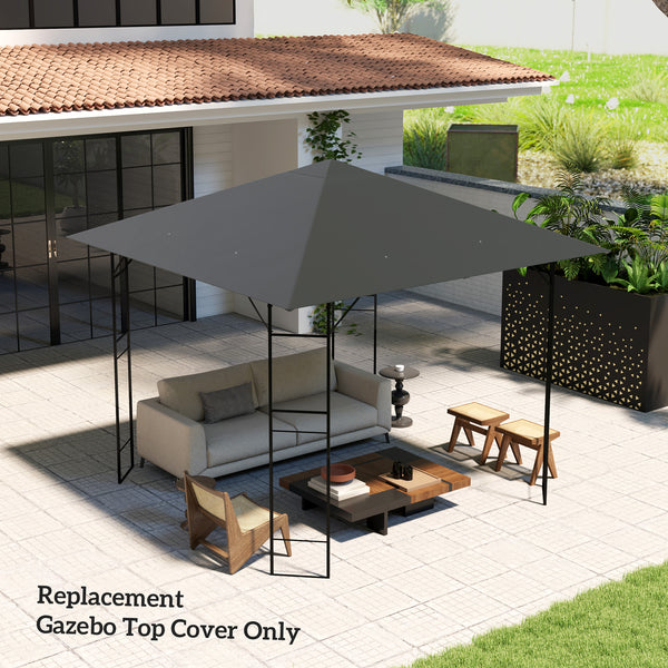 3 x 3(m) Gazebo Canopy Replacement Cover, Garden Gazebo Roof Replacement with Drain Holes, Water Resistant PVC Coating, 370g/㎡, UPF30+, TOP COVER ONLY, Grey