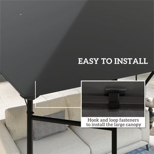 3 x 3(m) Gazebo Canopy Replacement Cover, Garden Gazebo Roof Replacement with Drain Holes, Water Resistant PVC Coating, 370g/㎡, UPF30+, TOP COVER ONLY, Grey