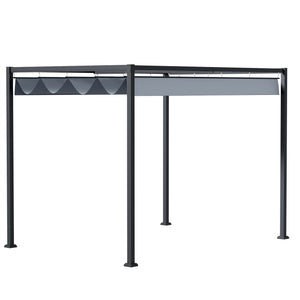13' x 10' Patio Pergola with Retractable Canopy, Outdoor Sun Shelter, Yard Shade, Dark Grey