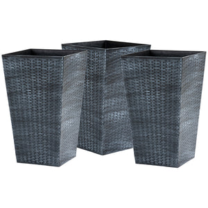 Set of 3 Tall Planters for Outdoor Plants with Drainage Hole, Indoor Outdoor Planter Flower Pot Set for Front Door, Entryway, Patio and Deck, Mixed Grey
