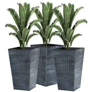 Set of 3 Tall Planters for Outdoor Plants with Drainage Hole, Indoor Outdoor Planter Flower Pot Set for Front Door, Entryway, Patio and Deck, Mixed Grey