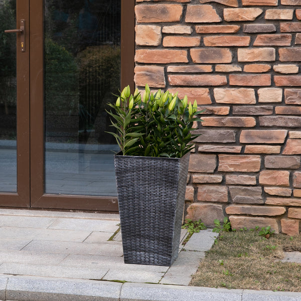 Set of 3 Tall Planters for Outdoor Plants with Drainage Hole, Indoor Outdoor Planter Flower Pot Set for Front Door, Entryway, Patio and Deck, Mixed Grey