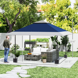 Outsunny 13' x 13' Pop Up Canopy Tent, UV50+ Instant Sun Shelter, Tents for Parties, Height Adjustable, with Wheeled Carry Bag and 4 Sand Bags for Outdoor, Garden, Patio, Navy Blue