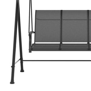 3 Seater Outdoor Swing Chair with Adjustable Canopy, Metal Porch Swing Bench for Patio, Garden, Backyard, Lawn, Dark Grey