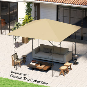 3 x 3(m) Gazebo Canopy Replacement Cover, Garden Gazebo Roof Replacement with Drain Holes, Water Resistant PVC Coating, 370g/㎡, UPF30+, TOP COVER ONLY, Beige