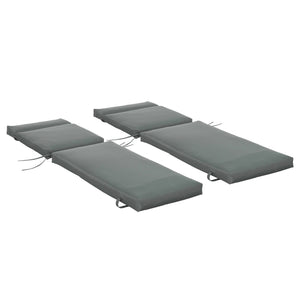 Outdoor Lounge Chair Cushion Set of 2, Non-Slip Chaise Lounge Cushions, Sun Lounger Pads for Indoor Outdoor, 77.2" x 21.7", Dark Grey