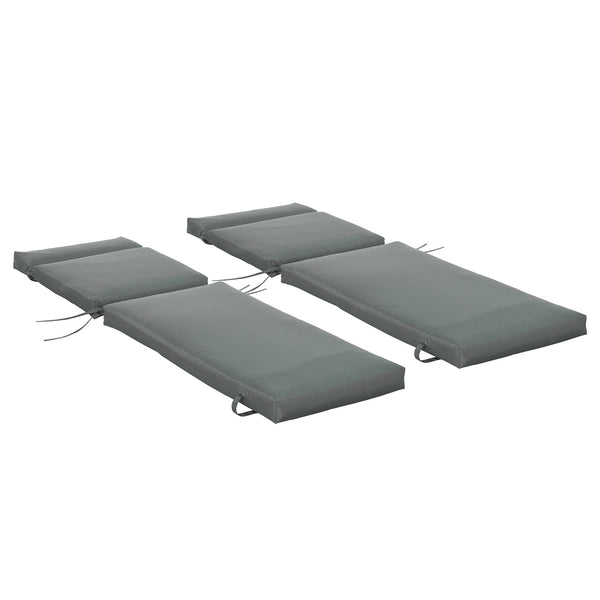 Outdoor Lounge Chair Cushion Set of 2, Non-Slip Chaise Lounge Cushions, Sun Lounger Pads for Indoor Outdoor, 77.2" x 21.7", Dark Grey