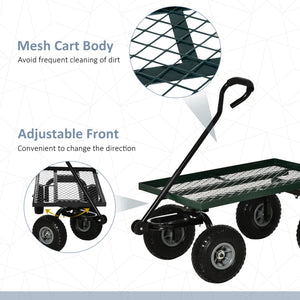 Heavy Duty Garden Wagon Cart, Utility Wagon Cart with Metal Frame, 10" Wheels and 180° Rotating Handle, 330 lbs Capacity, for Garden, Beach, Lawn, Black